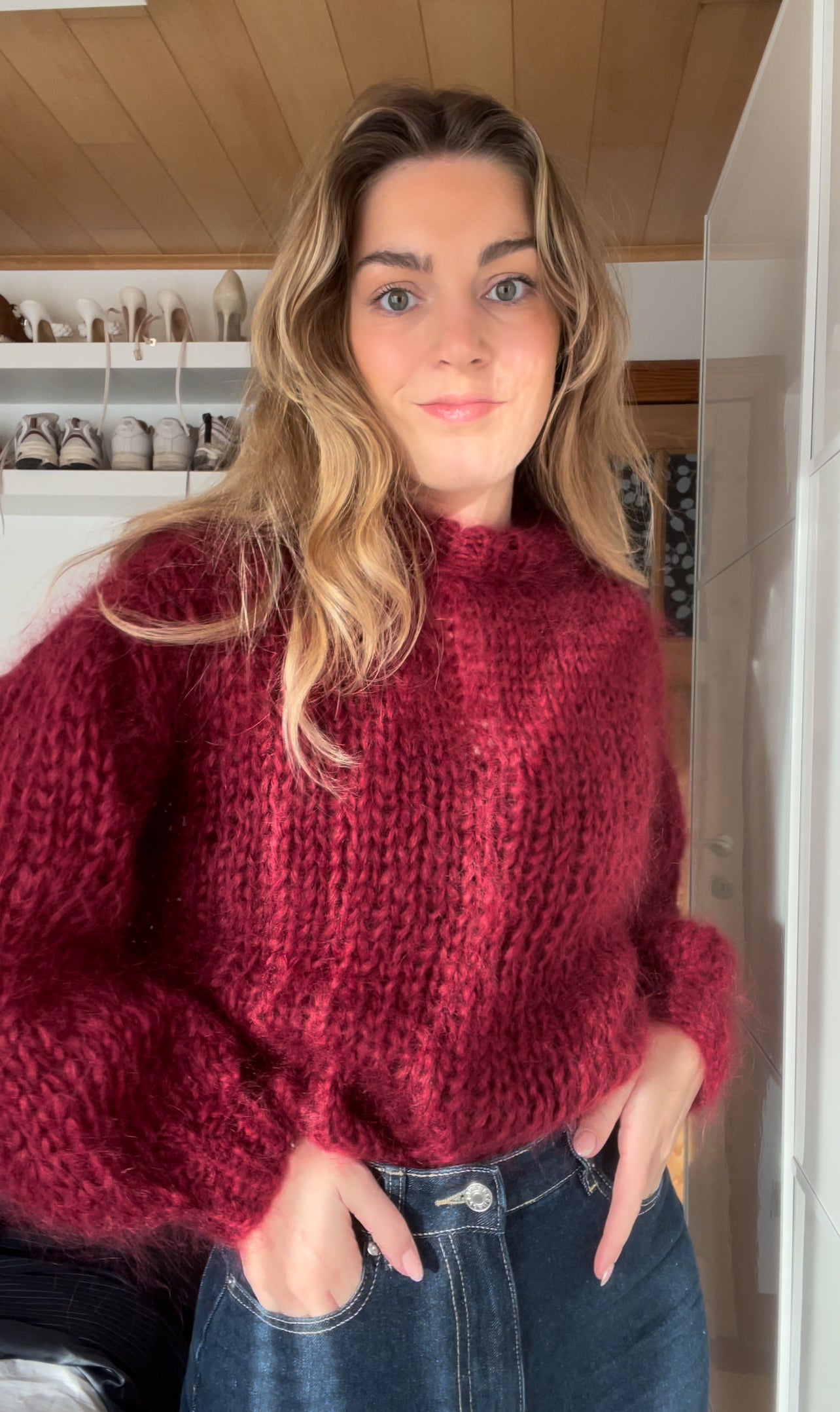 LIES KNIT WITH COLLAR - Bordeaux